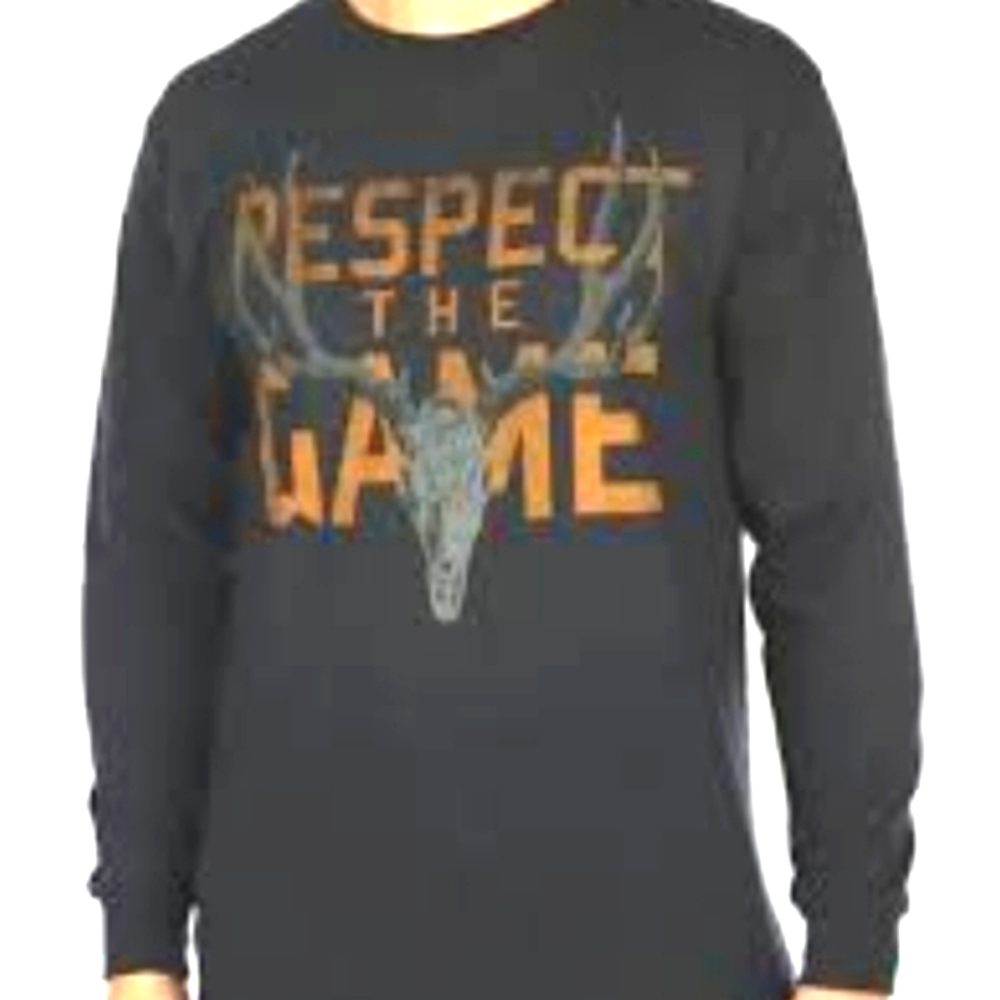 Racks Reels 100%‎ Cotton Men's Long Sleeve  Respect The Game T Shirt SIZE XL